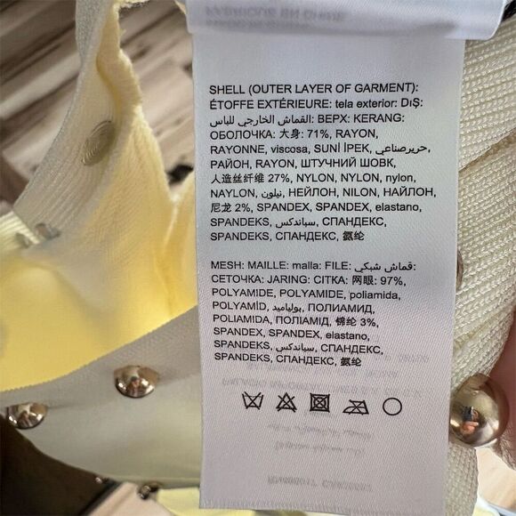 Bebe Gwen Studded Corset Dress XS Ivory Sleeveless Party Cocktail - Picture 8 of 9